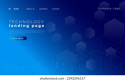 Modern technology landing page template vector.