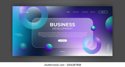 Modern technology landing page website design with abstract background for business and corporate.