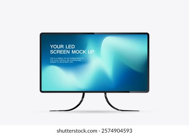 Modern technology LED Screen Mockup in 3Ds of Realistic screen light box. Illuminated TV lightbox with empty space for design. for Restaurant, hotel, night club logo presentation.