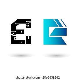 Modern Technology Letter E Vector Design