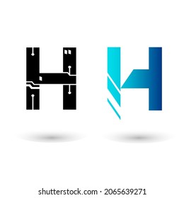 Diseño de vectores H de letra de tecnología moderna