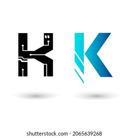 Modern Technology Letter K Vector Design