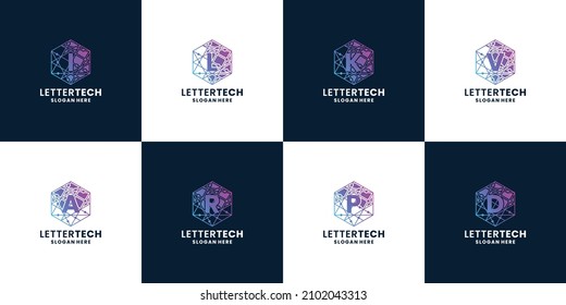 modern technology letter logo design collections