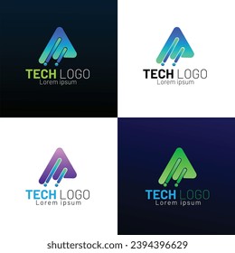 Modern technology letter logo design. Initial A for symbol tech, internet, system, and computer. inspiration concept