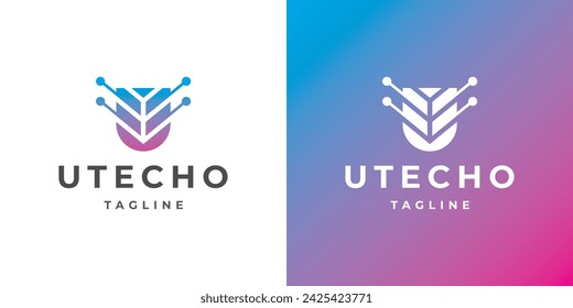 modern technology letter u logo design