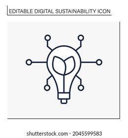 Modern Technology Line Icon. Global Sustainability Goals. Industrial Innovation. Web Page About Ecology. Digital Sustainability Concept.Isolated Vector Illustration.Editable Stroke