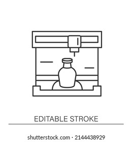  Modern technology line icon. Printing of dishes for the kitchen. Additive manufacturing process.3d printing concept. Isolated vector illustration. Editable stroke