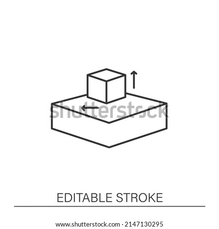 Modern technology line icon. Three-dimensional object. Additive manufacturing process.3d printing concept. Isolated vector illustration. Editable stroke