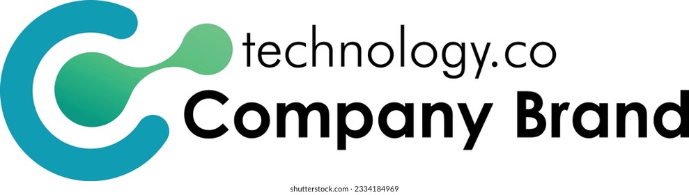 Modern Technology Logo, Brand Logotype, Blue Green CO C Logo