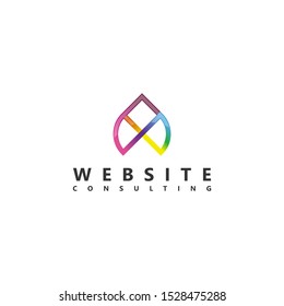 Modern technology logo with colorful shapes