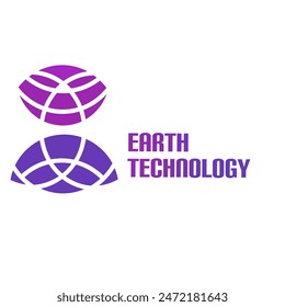 The modern technology logo design is in the form of a purple robot. Technology modern vector logo.