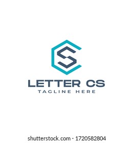 Modern Technology Logo Design Template, Initials Letter CS or SC in Hexagonal