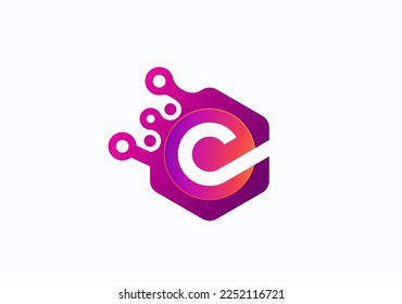 modern technology logo letter e