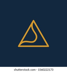 Modern technology logo triangle shape - internet web and apps design, luxury gold style