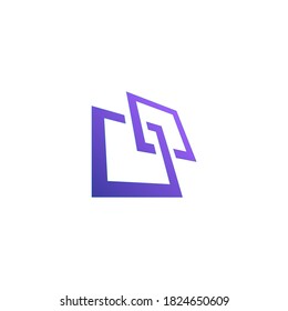 modern technology logo of two connected square shapes