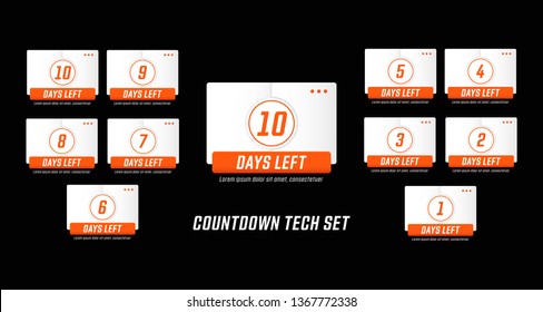 Modern technology mecha design style number days left countdown set