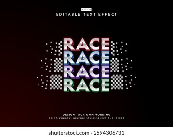 modern technology metallic race text effect in colorful 3d futuristic style