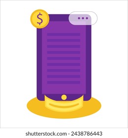 modern technology mobile smartphone icon with dollar sign and message notification isolated over white background.Editable eps 10 vector money and technology symbol for graphic design.Ecommerce icon.