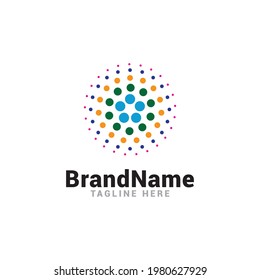 modern technology molecule circle abstract logo icon vector template with gradient colorful.