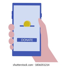 Modern technology of online donation. Flat illustration.