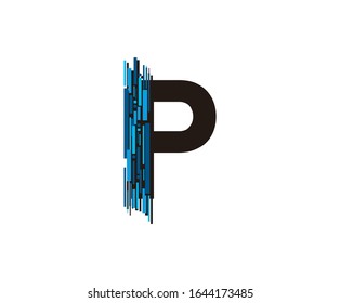 Modern Technology P Letter, Data Digital P Logo Icon.