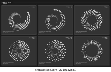 Modern technology pixel circle abstract logo vector set. Dynamic blend halftone.
