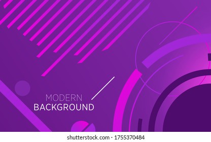 banner de fondo púrpura y abstracto de tecnología moderna con círculo y línea, se puede usar en diseño de portada, afiche, volante, diseño de libros, fondos de sitios web o publicidad. ilustración vectorial.