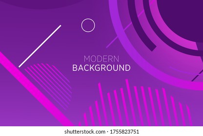 banner de fondo púrpura y abstracto de tecnología moderna con círculo y línea, se puede usar en diseño de portada, afiche, volante, diseño de libros, fondos de sitios web o publicidad. ilustración vectorial.