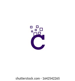 modern technology purple C logotype simple design concept