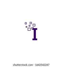 modern technology purple I logotype simple design concept