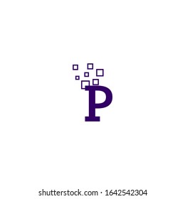 moderno concepto de diseño simple con logotipo P púrpura