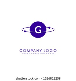 modern technology purple planet G logo letter simple design concept