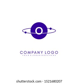 modern technology purple planet O logo letter simple design concept
