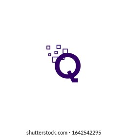 modern technology purple Q logotype simple design concept