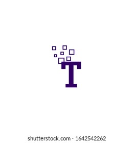 modern technology purple T logotype simple design concept