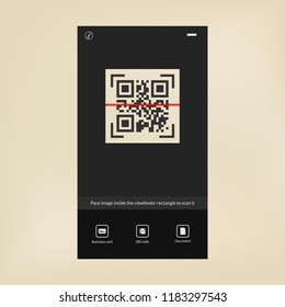 Modern technology. QR code scanner. Barcode reader interface.