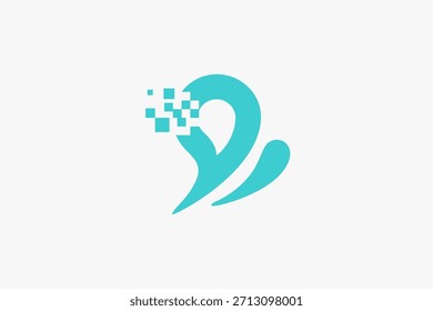 Logotipo digital de aspas de tecnologia moderna
