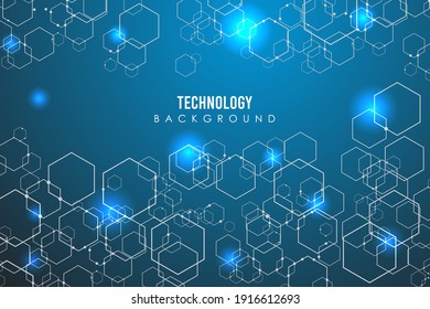 modern technology and science abstract hexagon design background. Molecular structure and chemical compounds. Geometric abstract background. Vector illustration