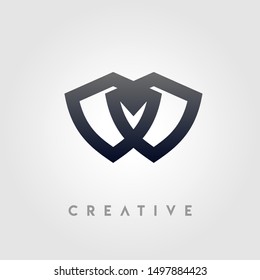 modern technology shield logo design template. black gradient Color digital creative sign. Universal vector icon. Digital Concepts and protect, security Icons.