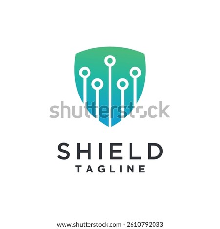 Modern technology shield logo design for cybersecurity and digital protection