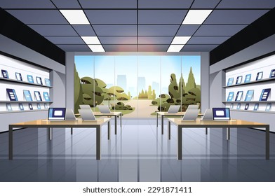 modern technology store interior digital electronic gadgets market horizontal