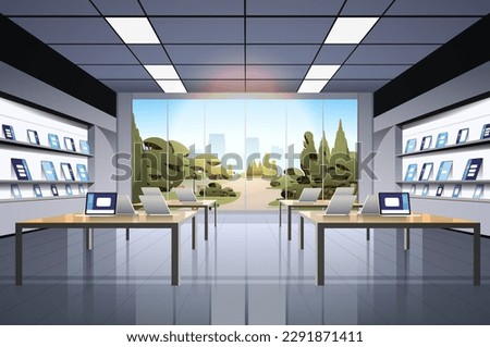 modern technology store interior digital electronic gadgets market horizontal
