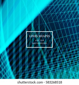 Modern technology striped abstract background vector. Blue stripes waves lines for presentation, banner, brochure, poster, website, and flyer design. Contrast colors grid
