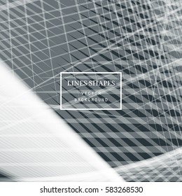 Modern technology striped abstract background vector. Grey stripes waves lines for presentation, banner, brochure, poster, website, and flyer design. Contrast colors grid