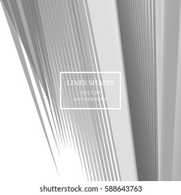Modern technology striped abstract background with copy space vector. White grey geometric grid stripes waves lines dynamic for presentation, banner, brochure, poster, website, and flyer design 