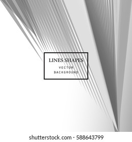 Modern technology striped abstract background with copy space vector. White grey geometric grid stripes waves lines dynamic for presentation, banner, brochure, poster, website, and flyer design 