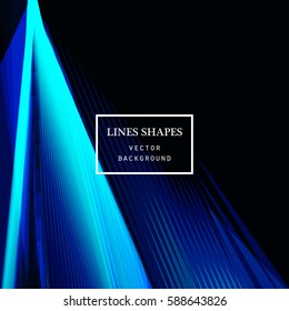 Modern technology striped abstract background with copy space vector. Blue black geometric grid stripes waves lines dynamic for presentation, banner, brochure, poster, website, and flyer design 