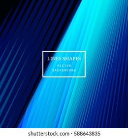 Modern technology striped abstract background with copy space vector. Blue black geometric grid stripes waves lines dynamic for presentation, banner, brochure, poster, website, and flyer design 