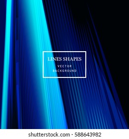 Modern technology striped abstract background with copy space vector. Blue black geometric grid stripes waves lines dynamic for presentation, banner, brochure, poster, website, and flyer design 