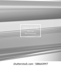 Modern technology striped abstract background with copy space vector. White grey geometric grid stripes waves lines dynamic for presentation, banner, brochure, poster, website, and flyer design 